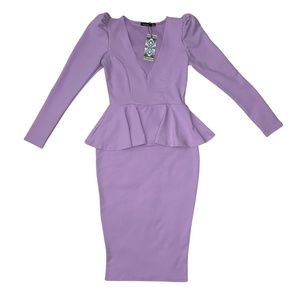 Boohoo Structured Peplum Midi Dress